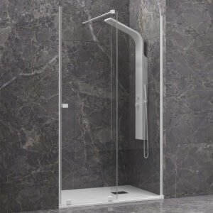 Καμπίνα από τοίχο σε τοίχο με διάφανο κρύσταλλο ANIMUS 400 White KARAG 120x200cm