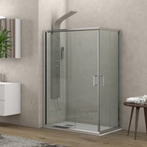 Καμπίνα ορθογώνια με διάφανο κρύσταλλο CARAIBI 100 Χρωμέ KARAG 70x120x190cm