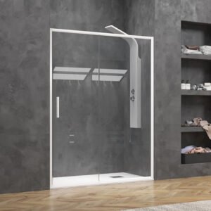Καμπίνα από τοίχο σε τοίχο με διάφανο κρύσταλλο EFE 400 White KARAG 150x190cm