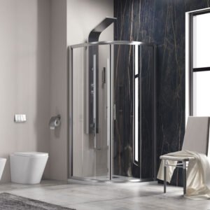 Καμπίνα ημικυκλική με διάφανο κρύσταλλο FLORA 200 Cromo KARAG 80x80x190cm