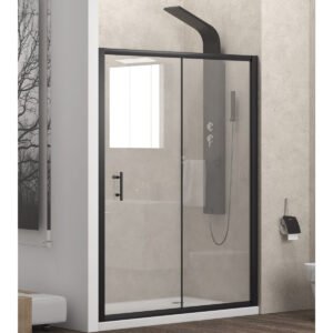 Καμπίνα από τοίχο σε τοίχο με διάφανο κρύσταλλο FLORA 500 Black KARAG 110x190cm