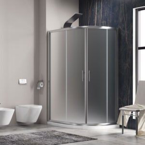 Καμπίνα ασύμμετρη ημικυκλική με σατινέ κρύσταλλο FLORA 650 Cromo KARAG 80x100x190cm