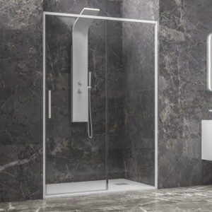 Καμπίνα από τοίχο σε τοίχο με διάφανο κρύσταλλο LEA 400 White KARAG 140x200cm