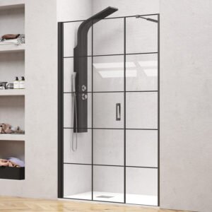 Καμπίνα από τοίχο σε τοίχο με frame κρύσταλλο NERO 5 PORTA Black KARAG 104x200cm (40cm σταθερό)