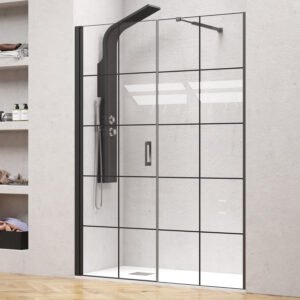 Καμπίνα από τοίχο σε τοίχο με frame κρύσταλλο NERO 5 PORTA Black KARAG 144x200cm (70cm σταθερό)