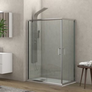 Καμπίνα ορθογώνια με διάφανο κρύσταλλο NEW FLORA 100 Cromo KARAG 80x140x180cm