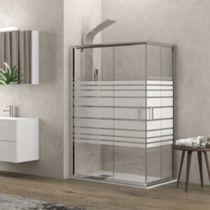 Καμπίνα ορθογώνια με σεριγραφάτο κρύσταλλο NEW FLORA 100 Cromo KARAG 90x140x180cm