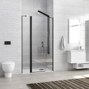 Καμπίνα από τοίχο σε τοίχο με διάφανο κρύσταλλο PANEX 600 ALTO Black KARAG 130x200cm