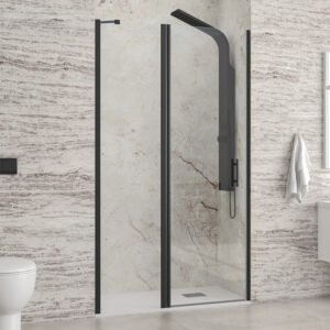 Καμπίνα από τοίχο σε τοίχο με διάφανο κρύσταλλο PANEX 400 ALTO Black KARAG 75x200cm