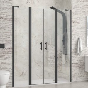 Καμπίνα από τοίχο σε τοίχο με διάφανο κρύσταλλο PANEX 700 Black KARAG 160x200cm