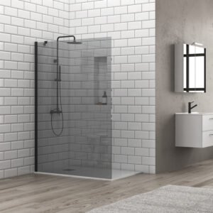 Σταθερό διαχωριστικό ντουζιέρας με fume κρύσταλλο S 28F ALTO Black KARAG 85x200cm