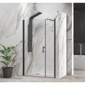 Καμπίνα από τοίχο σε τοίχο με διάφανο κρύσταλλο S 5 ALTO Black KARAG 145x200cm (σταθερό 80cm)