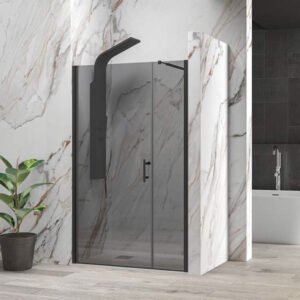 Καμπίνα από τοίχο σε τοίχο με fume κρύσταλλο S 5 ALTO Black KARAG 160x200cm (σταθερό 80cm)