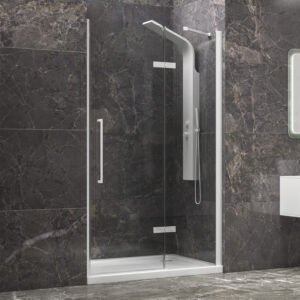 Καμπίνα από τοίχο σε τοίχο με διάφανο κρύσταλλο TINOS 400 White KARAG 120x200cm