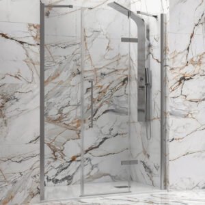 Καμπίνα από τοίχο σε τοίχο με διάφανο κρύσταλλο TINOS 600 Brushed Inox KARAG 145x200cm