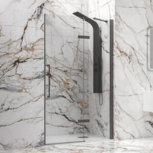 Καμπίνα από τοίχο σε τοίχο με διάφανο κρύσταλλο TINOS 400 Gun Metal KARAG