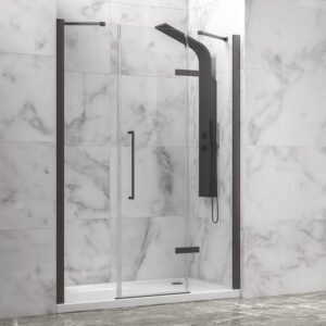 Καμπίνα από τοίχο σε τοίχο με διάφανο κρύσταλλο TINOS 600 Gun Metal KARAG 140x200cm (σταθερό 26cm)