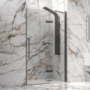 Καμπίνα από τοίχο σε τοίχο με διάφανο κρύσταλλο TINOS 400 Black KARAG 100x200cm