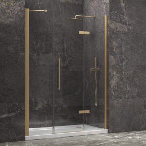 Καμπίνα από τοίχο σε τοίχο με διάφανο κρύσταλλο TINOS 600 Gold KARAG 170x200cm (σταθερό 26cm)