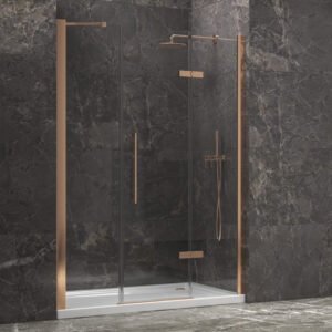 Καμπίνα από τοίχο σε τοίχο με διάφανο κρύσταλλο TINOS 600 Rose Gold KARAG 145x200cm