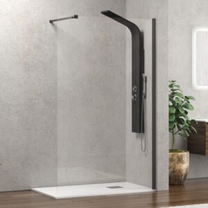 Σταθερό διαχωριστικό ντουζιέρας με διάφανο κρύσταλλο WALKIN 1 Gun Metal KARAG 120x200cm