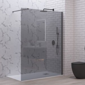 Σταθερό διαχωριστικό ντουζιέρας με fume κρύσταλλο WALKIN 1 Gun Metal KARAG 120x200cm