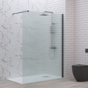 Σταθερό διαχωριστικό ντουζιέρας με flute κρύσταλλο WALKIN 1 Gun Metal KARAG 140x200cm