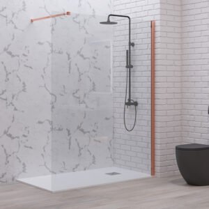 Σταθερό διαχωριστικό ντουζιέρας με διάφανο κρύσταλλο WALKIN 1 Rose Gold KARAG 70x200cm