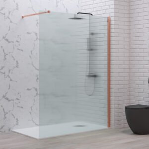 Σταθερό διαχωριστικό ντουζιέρας με flute κρύσταλλο WALKIN 1 Rose Gold KARAG 90x200cm