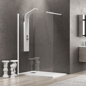 Σταθερό διαχωριστικό ντουζιέρας με διάφανο κρύσταλλο WALKIN 1 White KARAG