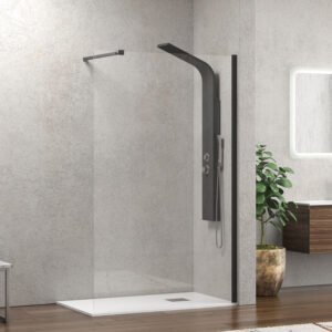 Σταθερό πάνελ καμπίνας με διάφανο κρύσταλλο WALKIN 1 Nero KARAG 120x200cm