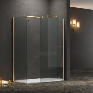 Σταθερά διαχωριστικά ντουζιέρας με flute κρύσταλλο WALKIN 2 Gold KARAG 100x200cm