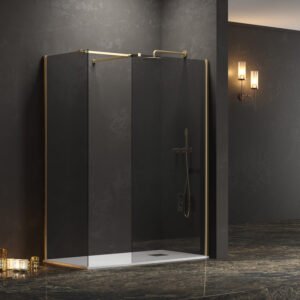 Σταθερά διαχωριστικά ντουζιέρας με fume κρύσταλλο WALKIN 2 Gold KARAG 100x200cm