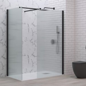 Σταθερά διαχωριστικά ντουζιέρας με flute κρύσταλλο WALKIN 2 Black KARAG 140x200cm