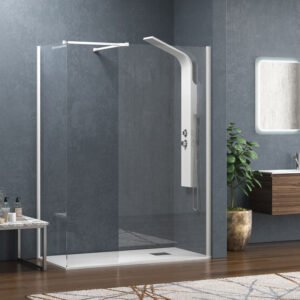 Σταθερά διαχωριστικά ντουζιέρας με διάφανο κρύσταλλο WALKIN 2 White KARAG