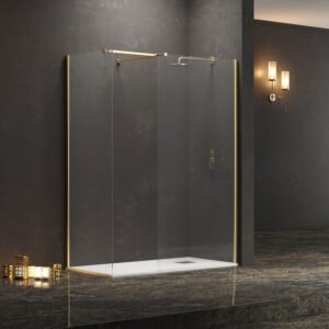 Σταθερά διαχωριστικά ντουζιέρας με διάφανο κρύσταλλο WALKIN 2 Gold KARAG 100x200cm