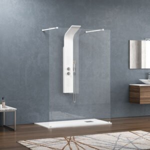 Σταθερό διαχωριστικό ντουζιέρας με διάφανο κρύσταλλο WALKIN 3 White KARAG