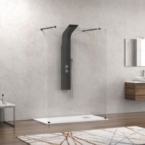 Σταθερό διαχωριστικό ντουζιέρας με διάφανο κρύσταλλο WALKIN 3 Black KARAG 108x200cm