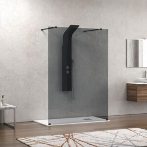 Σταθερό διαχωριστικό ντουζιέρας με fume κρύσταλλο WALKIN 3 Black KARAG 138x200cm