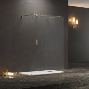 Σταθερό διαχωριστικό ντουζιέρας με διάφανο κρύσταλλο WALKIN 3 Gold KARAG 118x200cm