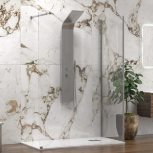 Σταθερό διαχωριστικό ντουζιέρας με διάφανο κρύσταλλο WALKIN 4 Cromo KARAG 140x80x200cm