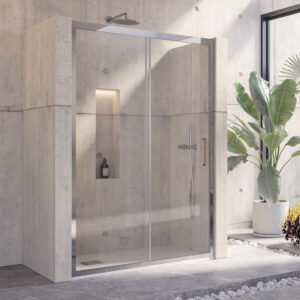 Καμπίνα από τοίχο σε τοίχο με διάφανο κρύσταλλο INOX 400 Cromo KARAG 120x190cm