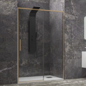 Καμπίνα από τοίχο σε τοίχο με διάφανο κρύσταλλο LEA 400 Gold KARAG 130x200cm