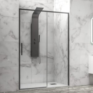 Καμπίνα από τοίχο σε τοίχο με διάφανο κρύσταλλο LEA 400 Black KARAG