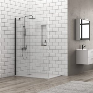 Σταθερό διαχωριστικό ντουζιέρας με διάφανο κρύσταλλο S 28F ALTO Black KARAG 20x200cm