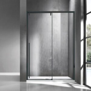 Καμπίνα από τοίχο σε τοίχο με διάφανο κρύσταλλο SANTORINI 400 Black KARAG 150x200cm