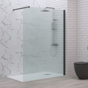 Σταθερό διαχωριστικό ντουζιέρας με flute κρύσταλλο WALKIN 1 Black KARAG