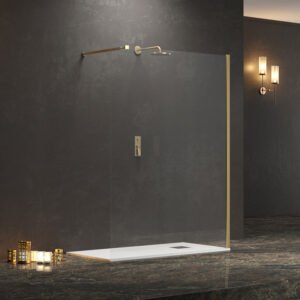 Σταθερό διαχωριστικό ντουζιέρας με διάφανο κρύσταλλο WALKIN 1 Gold KARAG 80x200cm