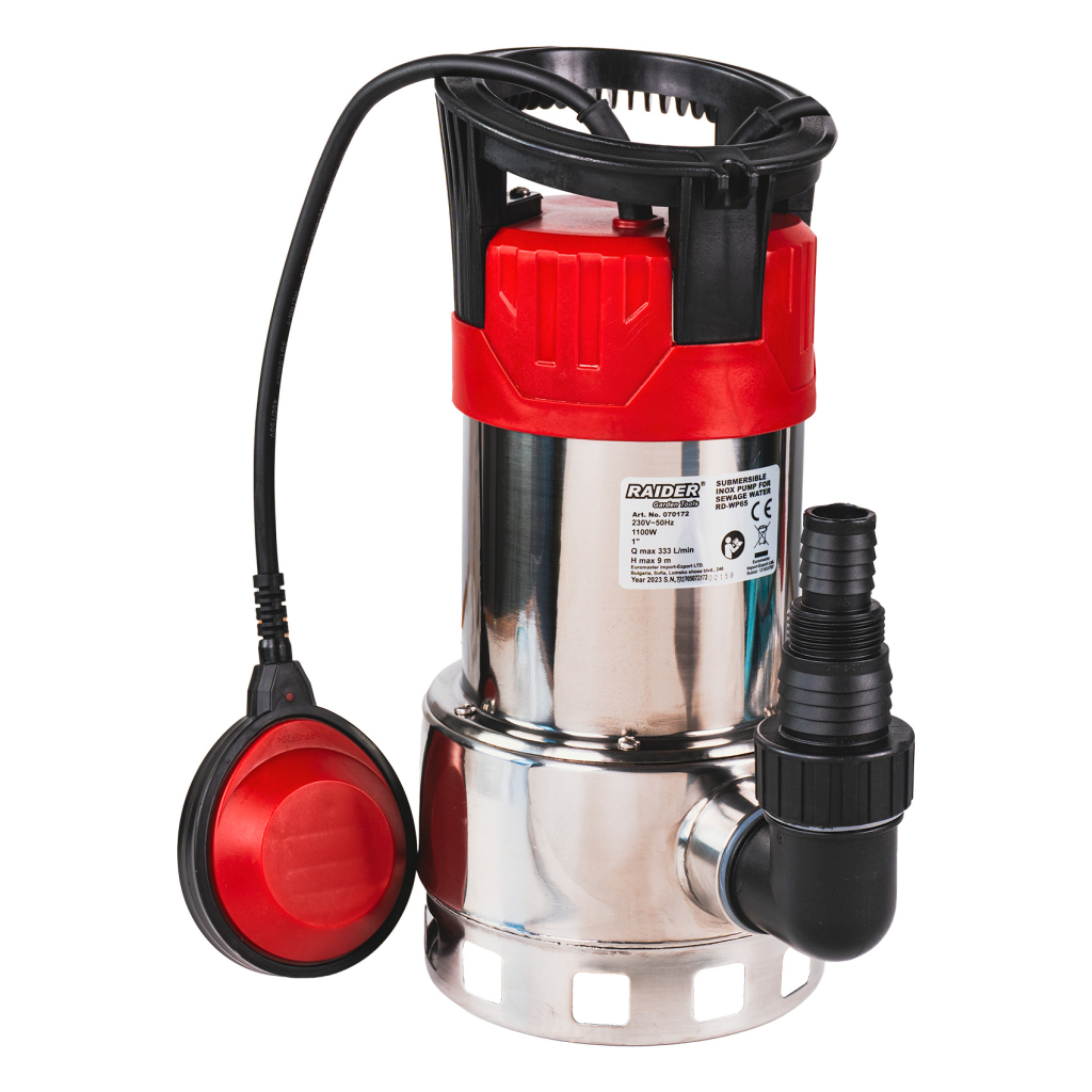 RAIDER Αντλία υποβρύχια ακαθάρτων inox RD-WP65 1100W 1"max 333L/min 9m 070172