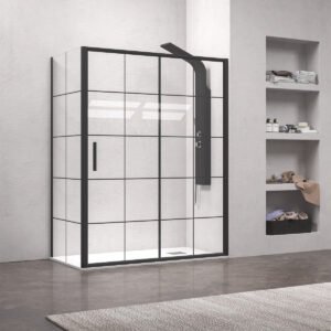 Καμπίνα από τοίχο σε τοίχο με frame κρύσταλλο EFE 400 Black KARAG 130x190cm